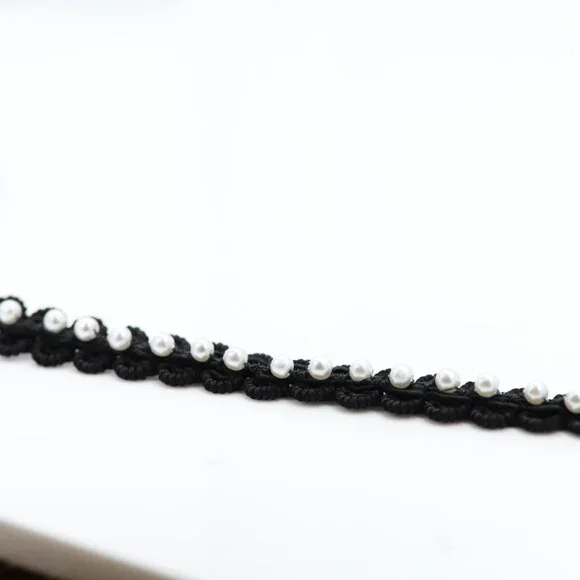 Fancy Black Choker Pearl Chokers adjustable - Picture 8 of 9